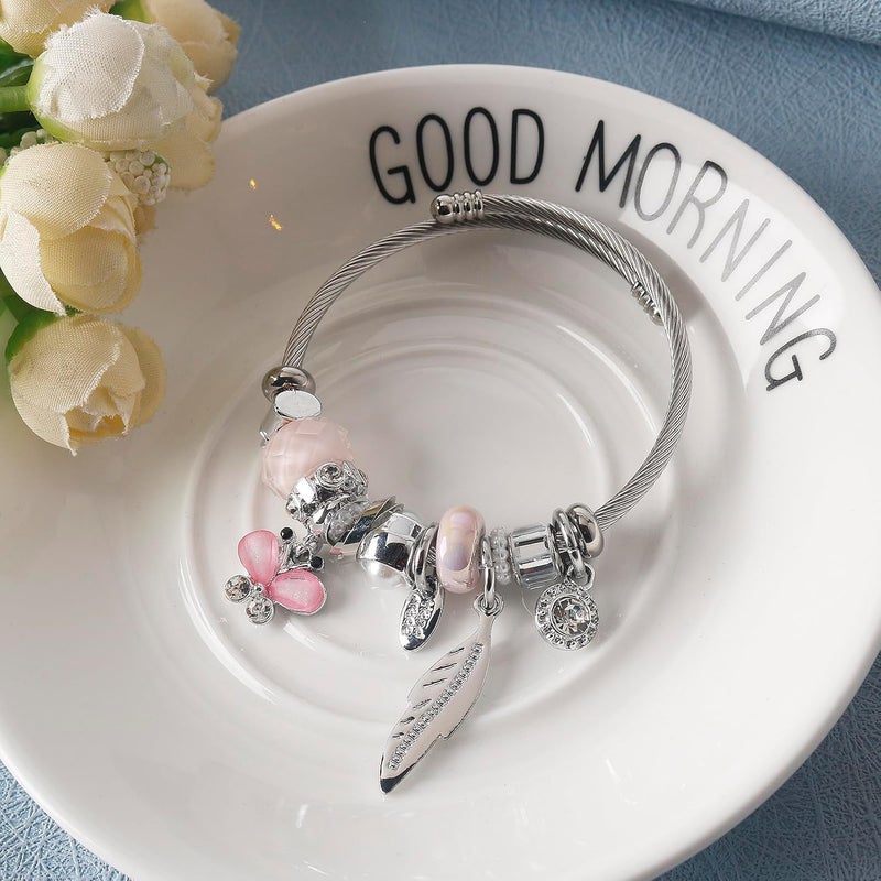 DS Charm Bracelets for girls,exquisite cute cartoon friendship bracelets Silver Stainless Steel Bangle with birthday Gift box, Adjustable girls jewelry Suitable for holiday gifts - Image 3